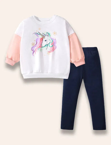 Set de hanorac imprimat unicorn